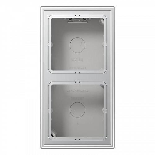 Коробка 2-постовая для накладного монтажа с встроенной рамкой и основанием Jung LS 990 алюминий AL2582A-L