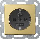 Розетка Gira System 55 Schuko с/з со шторками 16A 250V безвинтовой зажим латунь/черный 0453604