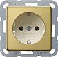 Розетка Gira System 55 Schuko с/з 16A 250V безвинтовой зажим латунь/кремовый 0188614 - фото №1
