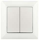 Выключатель двухклавишный ЭРА Intro Solo 10A 250V перламутровый 4-104-06 Б0053590