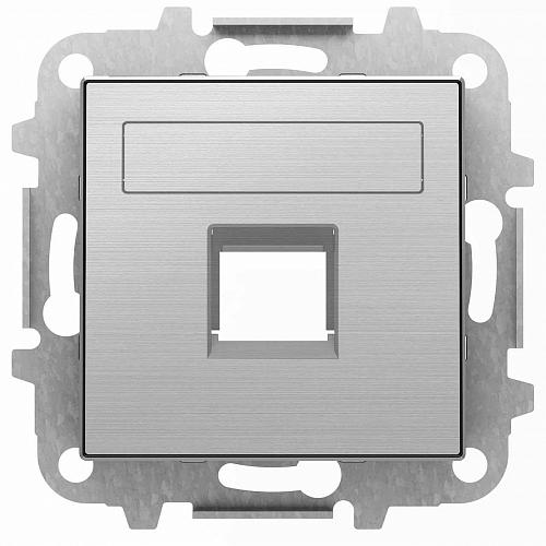 Лицевая панель ABB Sky розетки RJ12/RJ45 со шторками полем для надписи нержавеющая сталь 2CLA851810A1401
