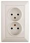 Розетка двойная ЭРА Intro Solo 2х2P 16A 250V слоновая кость 4-204-02 Б0043327 - фото №1