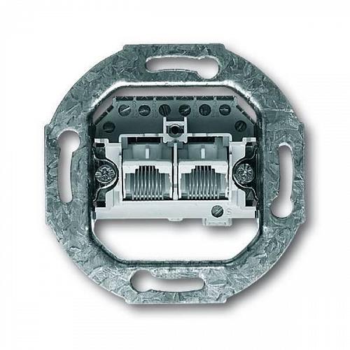 Розетка компьютерная 2хRJ45 ABB BJE 2х8 полюсов параллельно 3 кат 2CKA000230A0235