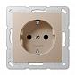 Розетка с заземлением безвинтовой зажим Jung A 500 шампань A520CH - фото №1