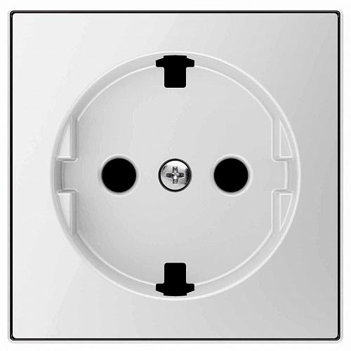 Лицевая панель ABB Sky розетки Schuko с/з стекло белое 2CLA858890A2101