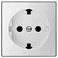 Лицевая панель ABB Sky розетки Schuko с/з стекло белое 2CLA858890A2101 - фото №1