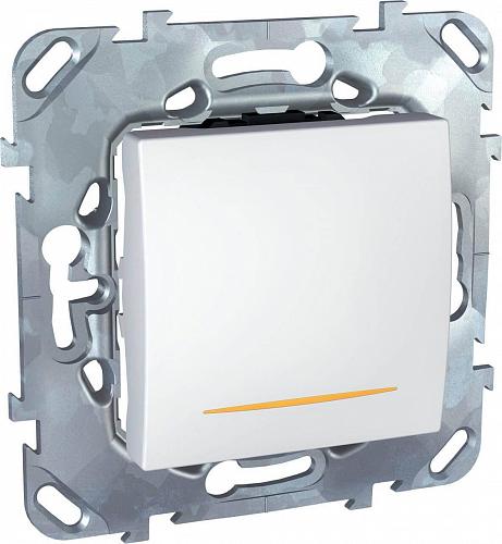 Выключатель одноклавишный 2P с подсветкой Schneider Electric Unica 16A 250V MGU5.262.18SZD
