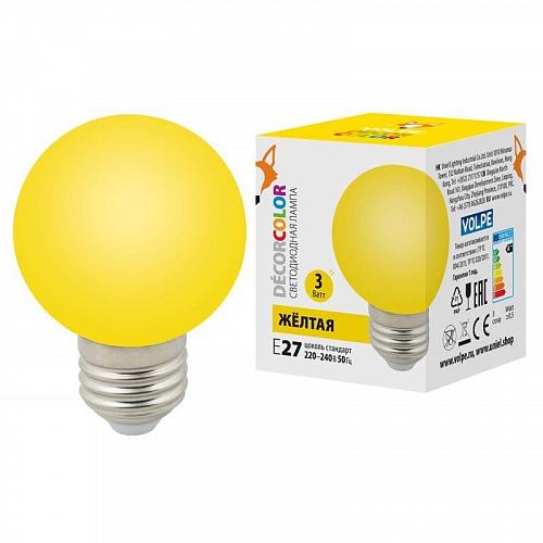 Лампа светодиодная Volpe E27 3W желтая LED-G60-3W/Yellow/E27/FR/С UL-00006961