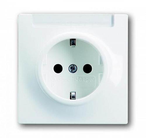 Розетка ABB Impuls Schuko с/з 16A 250V c полем для надписи безвинтовой зажим альпийский белый 2CKA002011A2712