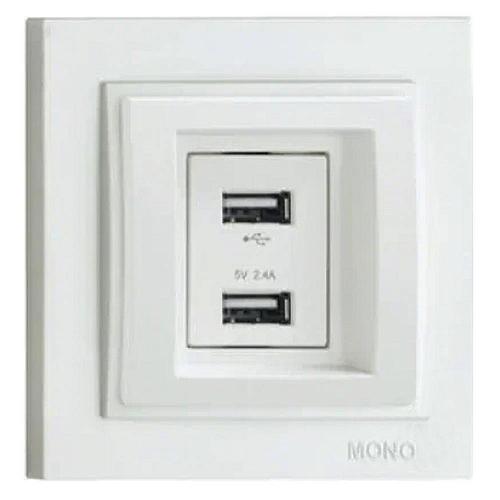 Розетка 2-а USB-зарядка Mono Electric Despina 250V крем 102-170005-178