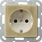 Розетка Gira System 55 Schuko с/з со шторками 16A 250V безвинтовой зажим бронза/кремовый 0453613 - фото №1