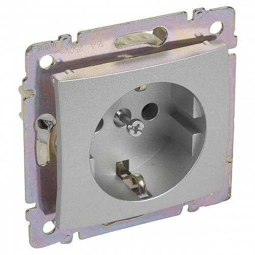 Розетка 2К+З Legrand Valena 16A 250V с/з безвинтовой зажим алюминий 770183