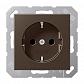 Розетка с заземлением безвинтовой зажим Jung A 500 мокка A1520MO - фото №1