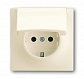 Розетка ABB Impuls Schuko с/з 16A 250V с крышкой безвинтовой зажим слоновая кость 2CKA002018A1488 - фото №1
