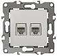 Розетка телефонная 2XRJ11 ЭРА 12 12-3106-01 Б0014717 - фото №1