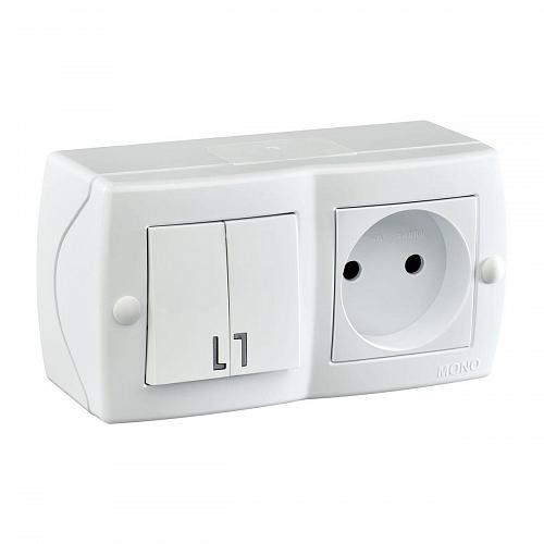 Выключатель - розетка Mono Electric Octans IP20 двухклавишный - 2К белый 104-010101-182