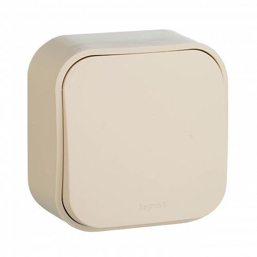 Выключатель одноклавишный кнопочный Legrand Quteo 6A 250V слоновая кость 782235
