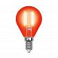 Лампа светодиодная филаментная Uniel E14 5W красная LED-G45-5W/RED/E14 GLA02RD UL-00002985 - фото №1