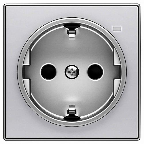 Лицевая панель ABB Sky розетки Schuko с/з с подсветкой серебристый алюминий 2CLA858880A1301