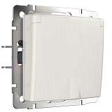 Розетка влагозащишенная с заземлением с защитной крышкой и шторками Werkel перламутровый рифленый W1171213 4690389161056