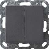 Выключатель кнопочный двухклавишный Gira System 55 10A 250V антрацит 012528