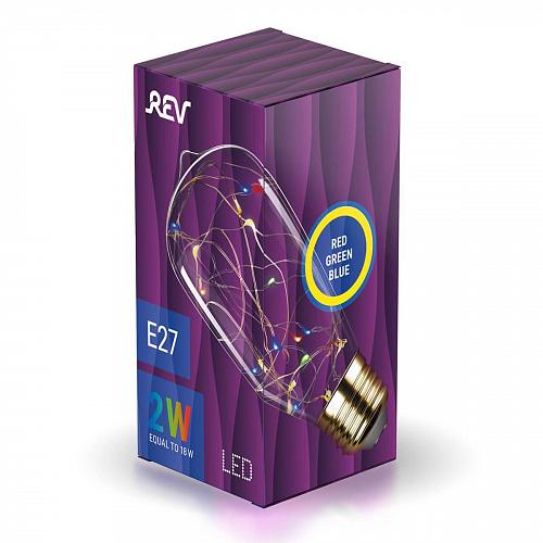 Лампа светодиодная REV VINTAGE RGB Starry ST64 E27 DECO Premium груша 32447 8