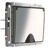 Розетка влагозащищенная с заземлением, с защитной крышкой и шторками Werkel глянцевый никель W1171202 4690389158049