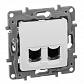 Розетка компьютерная 2хRJ45 Legrand Etika 6 кат UTP белая 672254 - фото №1