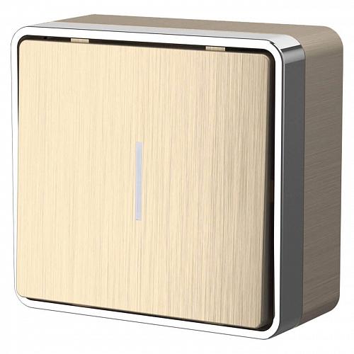 Выключатель одноклавишный с подсветкой Werkel Gallant шампань рифленый WL15-01-04 4690389129612