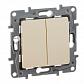 Выключатель двухклавишный Legrand Etika 10A 250V слоновая кость 672302 - фото №1