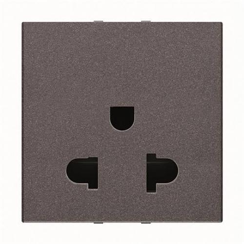 Розетка EU/US ABB Zenit с/з 13A 127V со шторками винтовой зажим антрацит 2CLA223800N1801