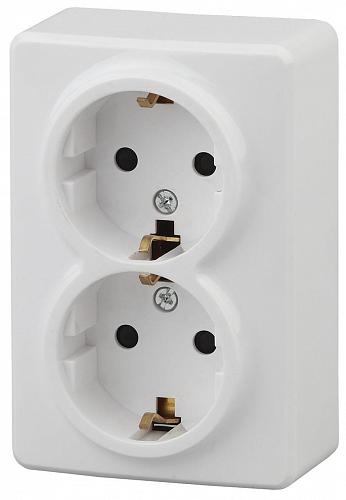 Розетка ЭРА Эксперт 2х2P E Schuko со шторками 16A 250V Al Cu 11А-2206-01 Б0038819