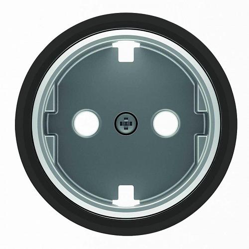 Лицевая панель ABB Sky Moon розетки Schuko с/з cтекло чёрное 2CLA868890A1501