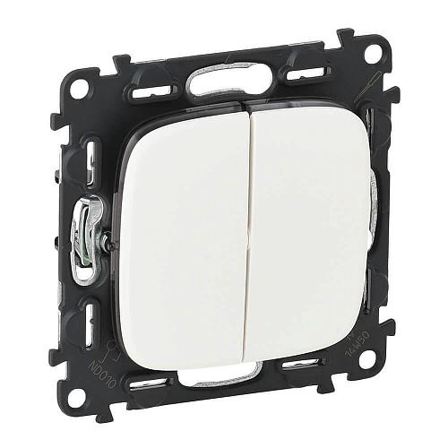 Переключатель двухклавишный Legrand Valena Allure 10А 250В белый 752708