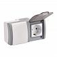 Выключатель - розетка Mono Electric Octans IP54 одноклавишный - 2К+З бело-серый 154-020001-180 - фото №1