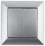 Выключатель двухклавишный ЭРА Intro Solo 10A 250V серебро 4-104-03 Б0043286