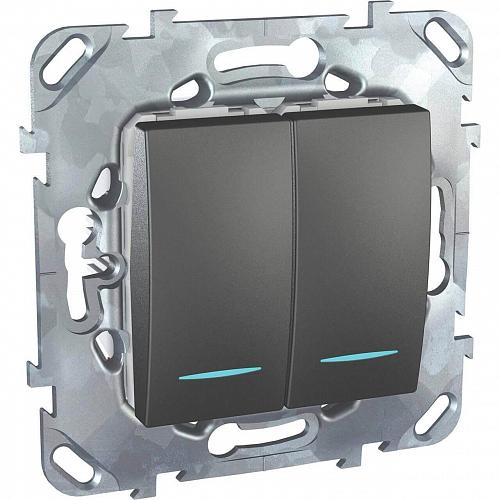 Переключатель двухклавишный с подсветкой Schneider Electric Unica MGU5.0303.12NZD