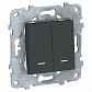 Переключатель двухклавишный с подсветкой Schneider Electric Unica New NU521354N - фото №1