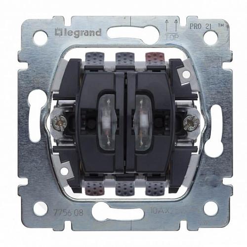 Переключатель двухклавишный на 2 направления Legrand Galea Life 10A 250V с подсветкой 775608