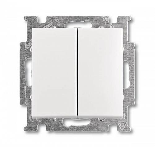 Переключатель двухклавишный ABB Basic55 10A 250V альпийский белый 2CKA001012A2144