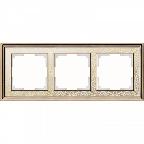 Рамка Werkel Palacio Gracia на 3 поста золото/белый WL77-Frame-03 4690389126079