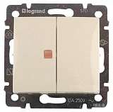 Переключатель двухклавишный Legrand Valena 10A 250V с подсветкой cлоновая кость 774345