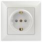 Розетка ЭРА Intro Solo Schuko 2P+E 16A 250V со шторками перламутровый 4-206-06 Б0053686 - фото №1