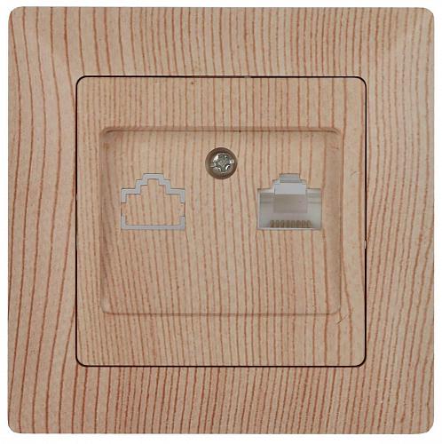 Розетка компьютерная RJ45 ЭРА Intro Solo дерево 4-303-11 Б0043388