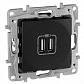 Розетка 2хUSB Legrand Etika антрацит 672694 - фото №1