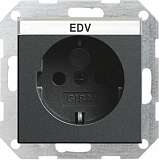 Розетка Gira System 55 Schuko с/з со шторками 16A 250V безвинтовой зажим антрацит 046228