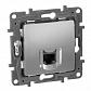 Розетка компьютерная RJ45 Legrand Etika 6 кат UTP алюминий 672453 - фото №1