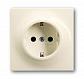 Розетка ABB Impuls Schuko с/з 16A 250V со шторками безвинтовой зажим слоновая кость 2CKA002013A5274 - фото №1