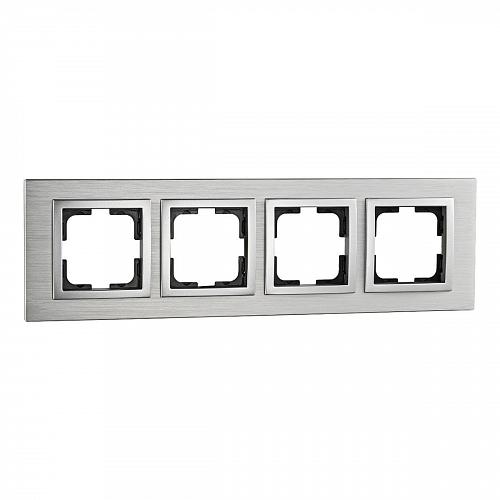 Рамка 4-постовая Mono Electric Style Aluminium серебро 107-800000-163