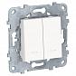Переключатель двухклавишный с подсветкой Schneider Electric Unica New NU521318N - фото №1